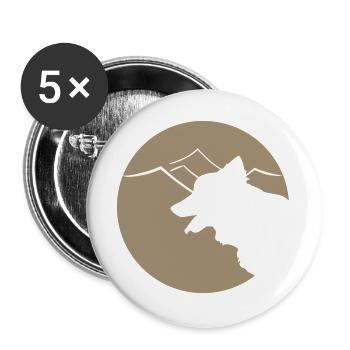 Dog silhouette in mountains or dunes - Buttons large 2.2''/56 mm (5-pack) - white - Front
