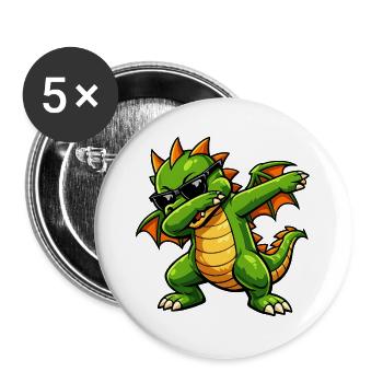 Mignon Dragon Dab - Lot de 5 grands badges (56 mm) - blanc - Devant