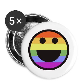 Fierté LGBTQ arc-en-ciel - Lot de 5 grands badges (56 mm) - blanc - Devant