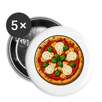 Bande dessinée Basil Pizza - Lot de 5 grands badges (56 mm) - blanc - Devant