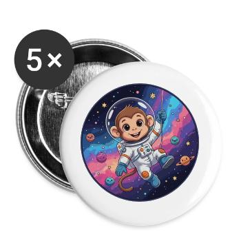Un astronaute singe dans l’espace stellaire - Lot de 5 grands badges (56 mm) - blanc - Devant