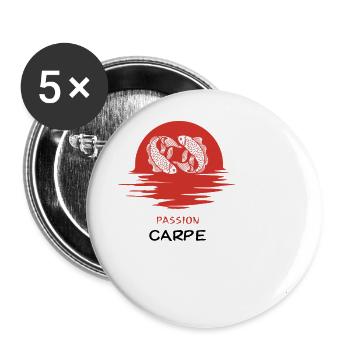 Passion Carp Gift for Fisherman - Buttons large 2.2''/56 mm (5-pack) - white - Front