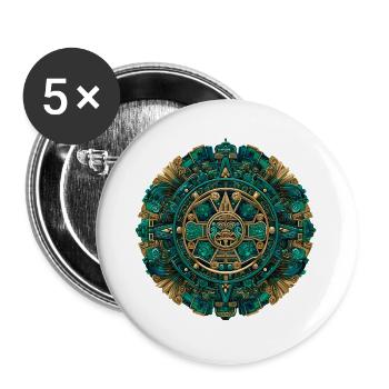 Aztec Sun God Mystic - Buttons large 2.2''/56 mm (5-pack) - white - Front