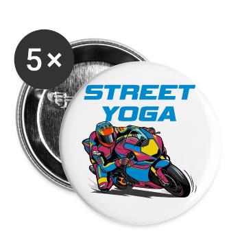 Street Yoga - Motorcycling - Buttons large 2.2''/56 mm (5-pack) - white - Front