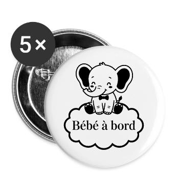 Sticker Autocollant pour Voiture éléphant garçon  - Lot de 5 grands badges (56 mm) - blanc - Devant