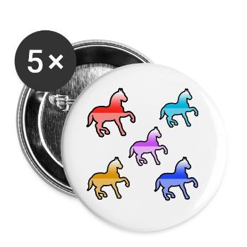 Chevaux - Lot de 5 grands badges (56 mm) - blanc - Devant