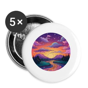Sonnenuntergang am Flussufer - Buttons groß 56 mm (5er Pack) - Weiß - Vorne