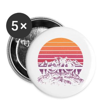 Retro MTB Mountain Bike Alps Sunset Trail Bike - Buttons large 2.2''/56 mm (5-pack) - white - Front