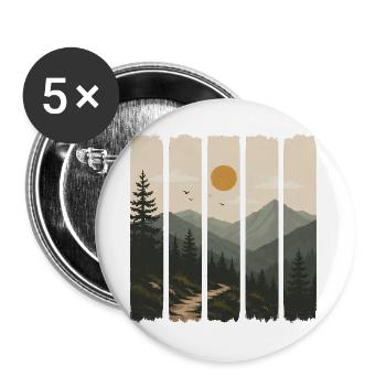 Waldpanorama in Sonnenpaneelen - Buttons groß 56 mm (5er Pack) - Weiß - Vorne