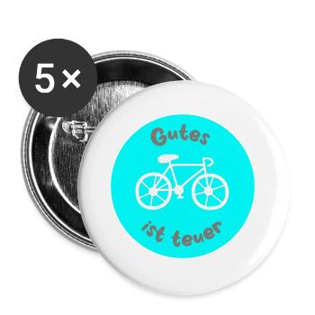 Fahrrad hellblau Rad Kreis coole Sprüche Fan Hobby - Buttons groß 56 mm (5er Pack) - Weiß - Vorne