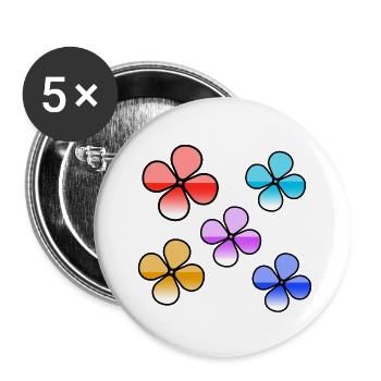 Blumen - Buttons groß 56 mm (5er Pack) - Weiß - Vorne