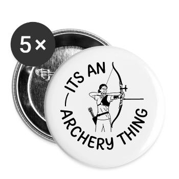 Bogenschießen - Buttons groß 56 mm (5er Pack) - Weiß - Vorne