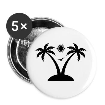 Tropical Island Sticker - Palm and Sun Design - Buttons large 2.2''/56 mm (5-pack) - white - Front