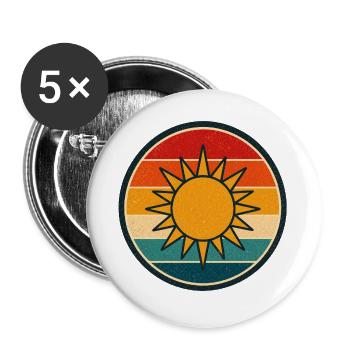 Sun Retro Badge Vintage Style Graphic - Buttons large 2.2''/56 mm (5-pack) - white - Front