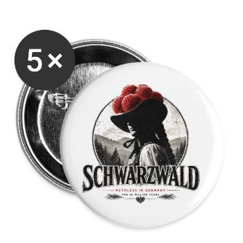 Bollehut vintage de la Forêt-Noire - Lot de 5 grands badges (56 mm) - blanc - Devant