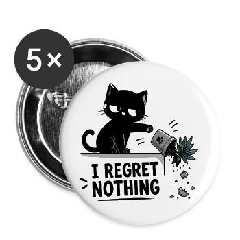  I Regret Nothing Lustige Schwarze Katze Stürzt - Buttons groß 56 mm (5er Pack) - Weiß - Vorne