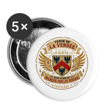 Fierté Vendée - Mareuil-sur-Lay-Dissais Privilège  - Lot de 5 grands badges (56 mm) - blanc - Devant
