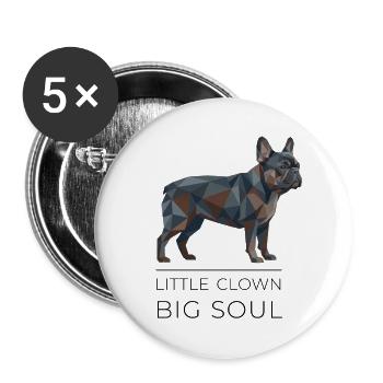 Art Low-Poly du Bouledogue Français - Petit Clown - Lot de 5 grands badges (56 mm) - blanc - Devant