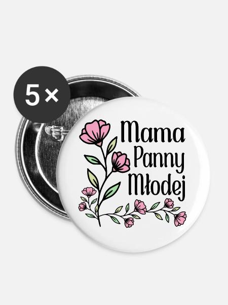 Mutter der Braut - Buttons groß 56 mm (5er Pack) - Weiß
