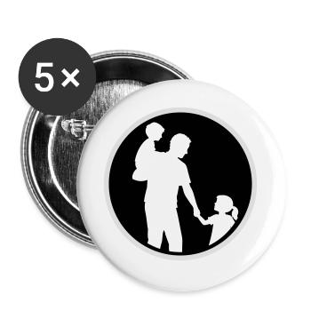 Vater Kind Silhouette Spazieren Familie Papa Liebe - Buttons groß 56 mm (5er Pack) - Weiß - Vorne