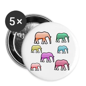 Éléphants - Lot de 5 grands badges (56 mm) - blanc - Devant