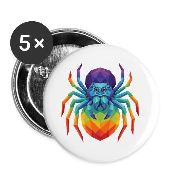 Lebendige geometrische springende Spinnen-Pop-Kunst - Buttons groß 56 mm (5er Pack) - Weiß - Vorne