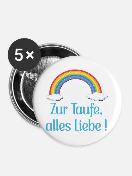 Baby Taufe Glückwünsche - Buttons groß 56 mm (5er Pack) - Weiß