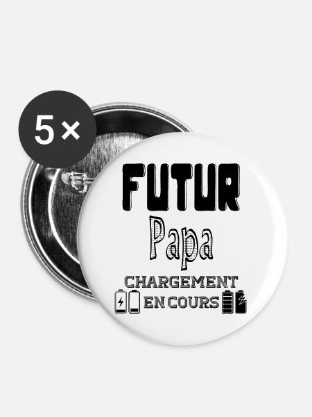Zukünftiger Vater lädt in Bearbeitung - Buttons groß 56 mm (5er Pack) - Weiß
