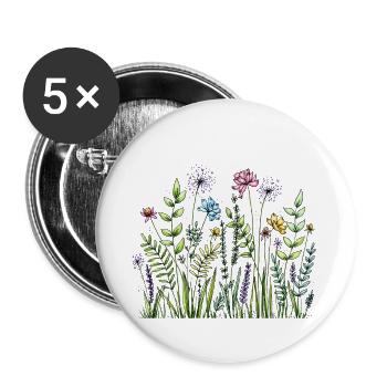 Wildflower Meadow Sketch - Buttons large 2.2''/56 mm (5-pack) - white - Front