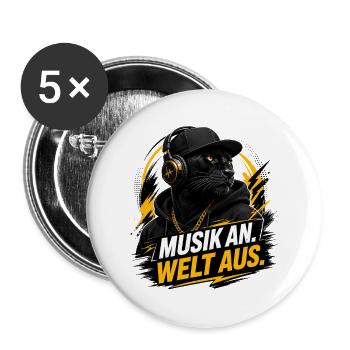 Music on - World off - Buttons large 2.2''/56 mm (5-pack) - white - Front