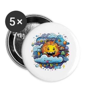 Sun in a sea of clouds - Buttons large 2.2''/56 mm (5-pack) - white - Front