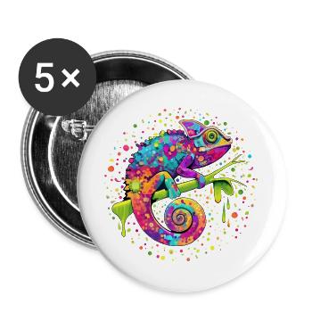 Chamäleon-Aquarellfantasie - Buttons groß 56 mm (5er Pack) - Weiß - Vorne