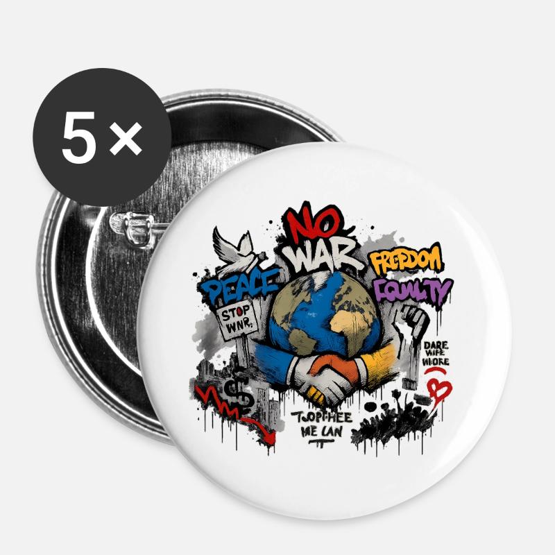 World Peace Graffiti: Connecting Hands - Buttons large 2.2''/56 mm (5-pack) - white