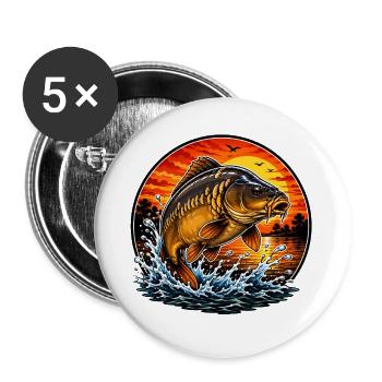 Sunset Mirror Carp Jump - Buttons large 2.2''/56 mm (5-pack) - white - Front