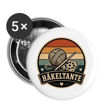 Häkeltante Retro - Buttons groß 56 mm (5er Pack) - Weiß - Vorne