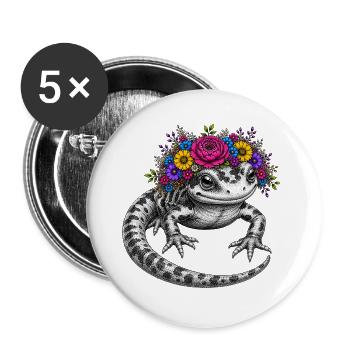 Couronne de Salamandres de la Flore - Lot de 5 grands badges (56 mm) - blanc - Devant