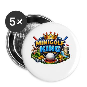 Minigolf King – King of Minigolf - Buttons large 2.2''/56 mm (5-pack) - white - Front