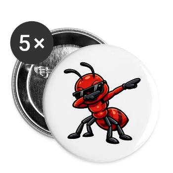 Fourmi à tampons - Lot de 5 grands badges (56 mm) - blanc - Devant