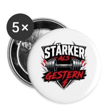 Stärker als gestern - Buttons groß 56 mm (5er Pack) - Weiß - Vorne