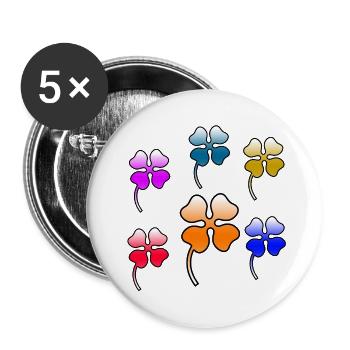 Blumen - Buttons groß 56 mm (5er Pack) - Weiß - Vorne