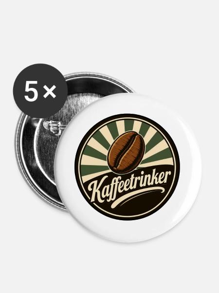 Kaffeetrinker klassisch - Buttons groß 56 mm (5er Pack) - Weiß