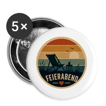 Feierabend Retro - Buttons groß 56 mm (5er Pack) - Weiß - Vorne