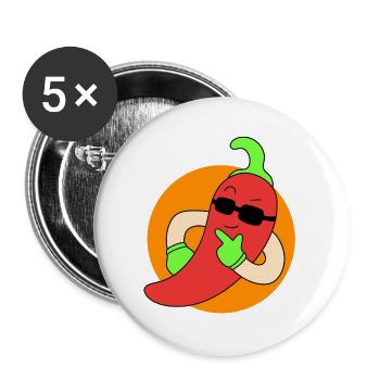 Cool chilli pepper - Buttons large 2.2''/56 mm (5-pack) - white - Front