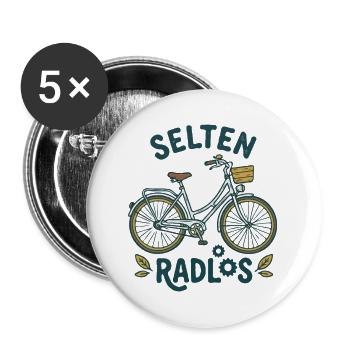 Niemals ohne Rad unterwegs - Motiv für Radfahrer - Buttons groß 56 mm (5er Pack) - Weiß - Vorne