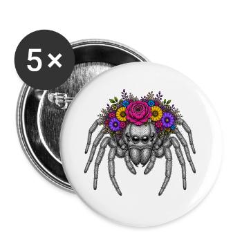 Flower wreath spider illustration - Buttons large 2.2''/56 mm (5-pack) - white - Front