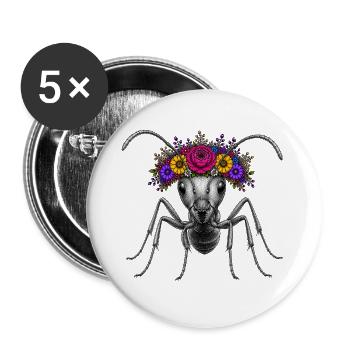 Blütenkrone-Ant Ameise - Buttons groß 56 mm (5er Pack) - Weiß - Vorne