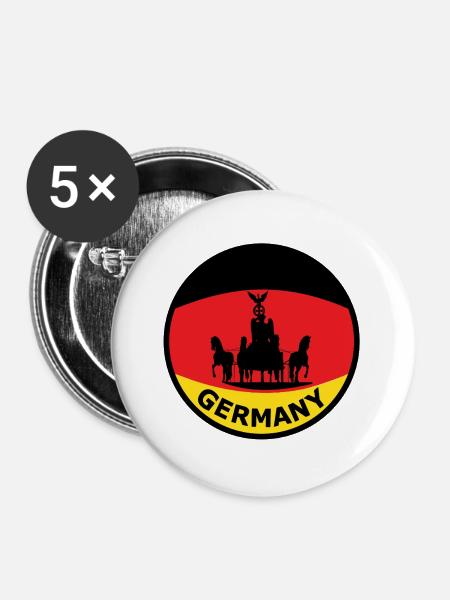 Deutschlandflagge Streitwagen Silhouette - Buttons groß 56 mm (5er Pack) - Weiß