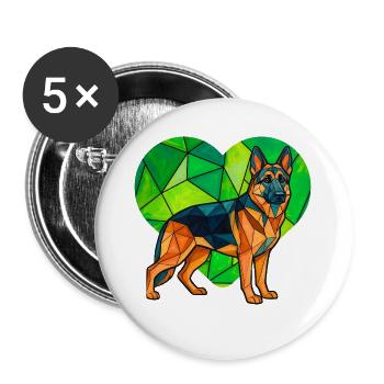 Cubist German Shepherd Heart Geometric Pet Art - Buttons large 2.2''/56 mm (5-pack) - white - Front
