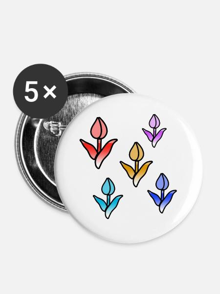 Blumen - Buttons groß 56 mm (5er Pack) - Weiß