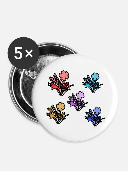 Blumen - Buttons groß 56 mm (5er Pack) - Weiß